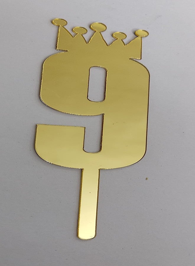 MOREL Gold Color Numerical Number Nine (9) Cake Topper for Birthday/Anniversary (Gold, 9) - Image 1